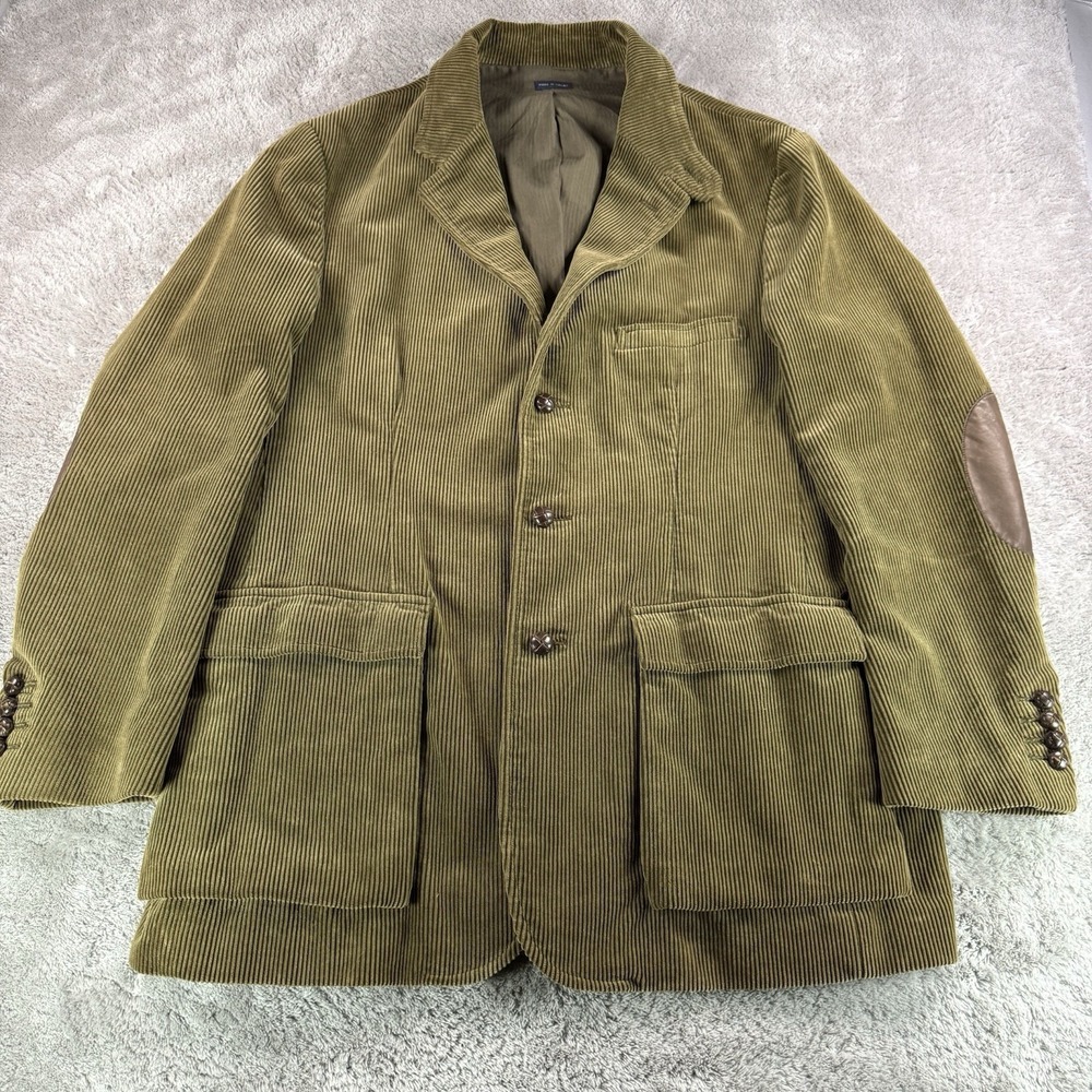Polo Ralph Lauren Vintage Mens XL Corduroy Blazer Jacket Leather Elbow Patches